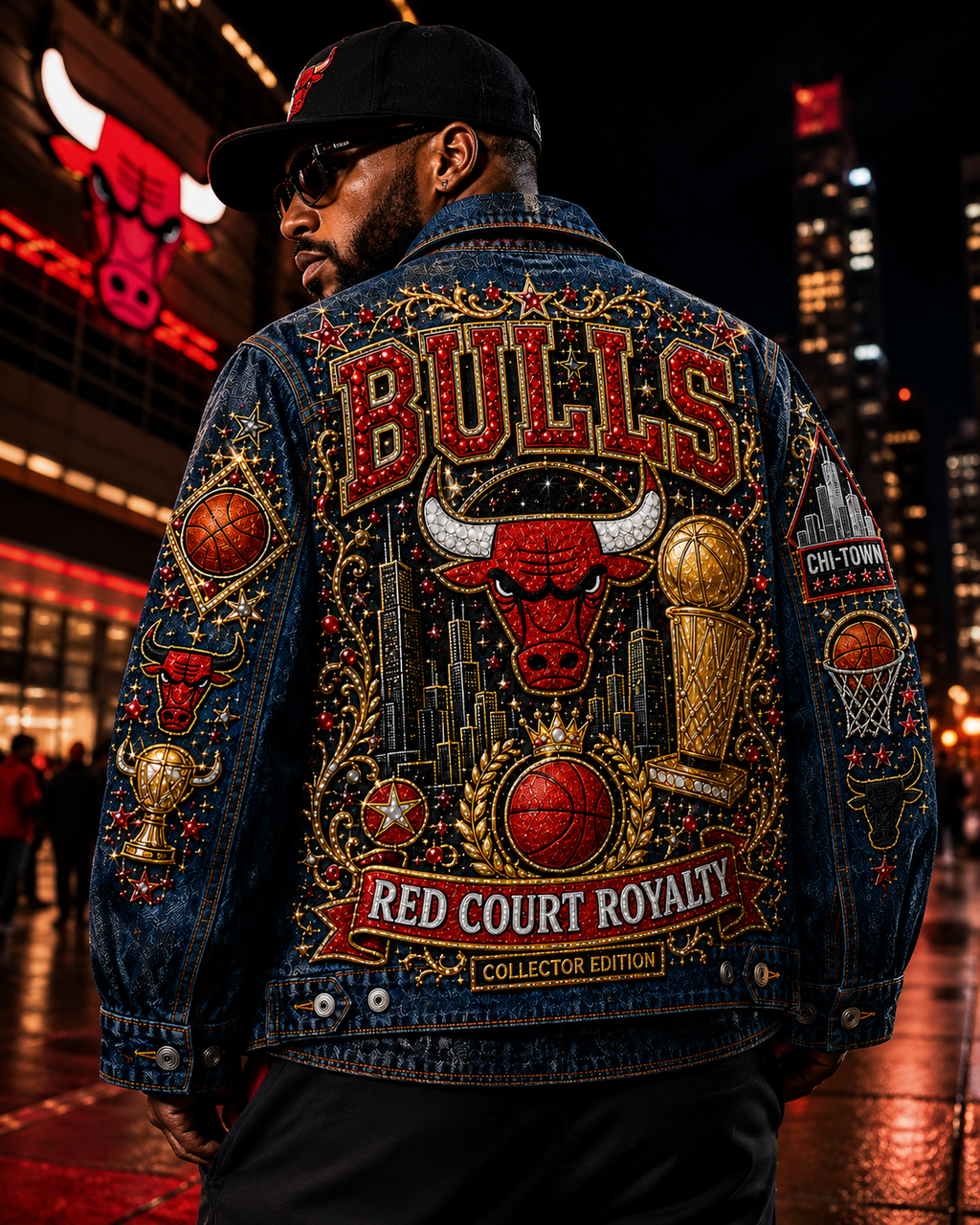 Red Court Royalty Oversized Denim Jacket RCR101