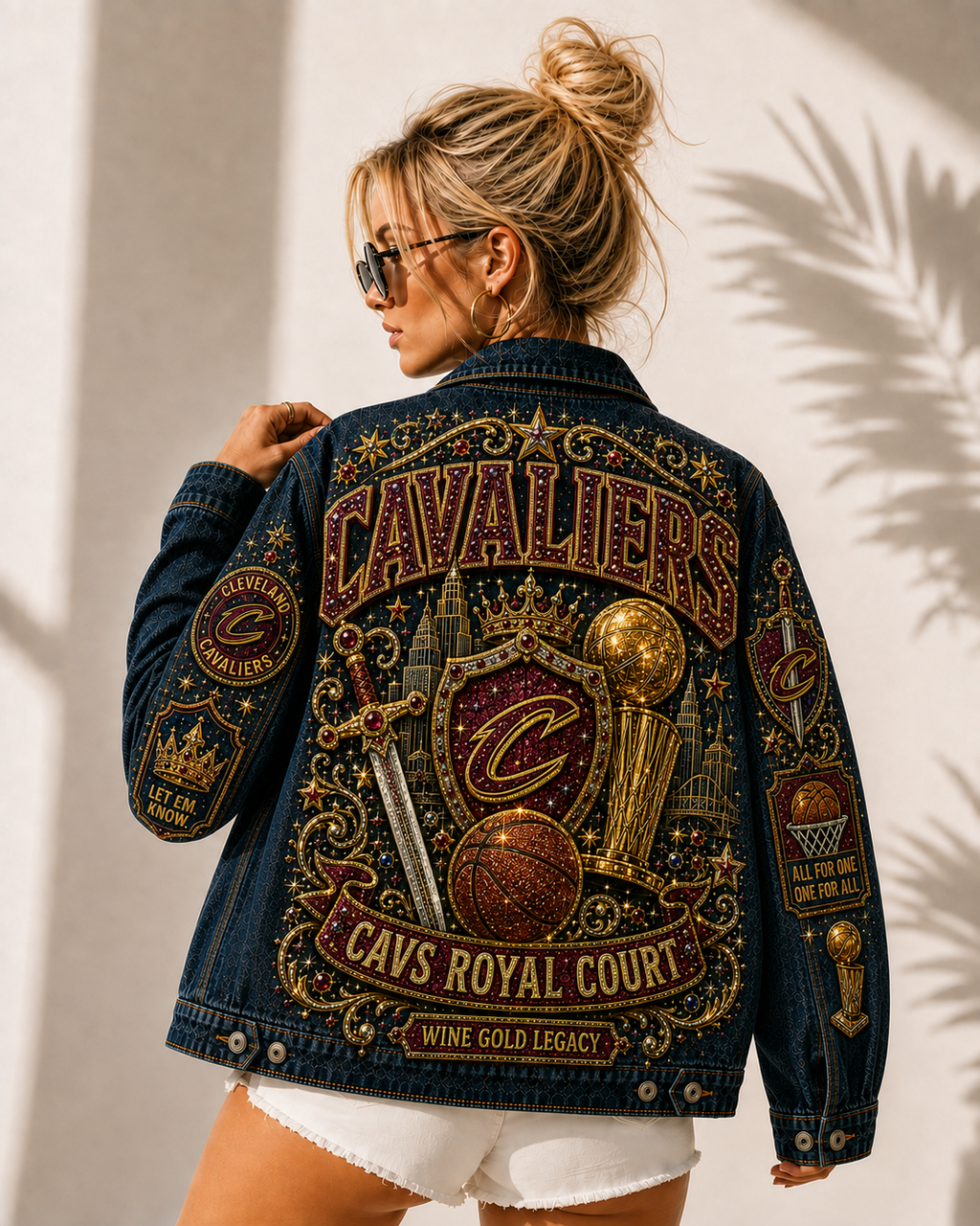 Wine Gold Royal Court Basketball Fan Oversized Denim Jacket – Collector Edition WGR04