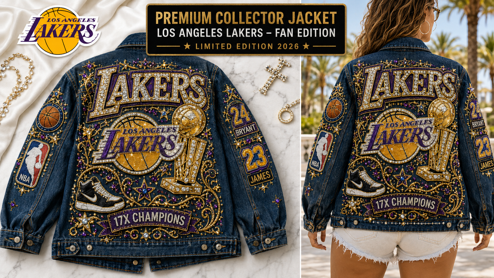 Premium Purple Gold Basketball Collector Denim Jacket - Limited Fan Edition 2026