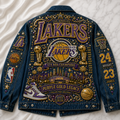 Premium Purple Gold Basketball Collector Denim Jacket – Limited Fan Edition PPG092