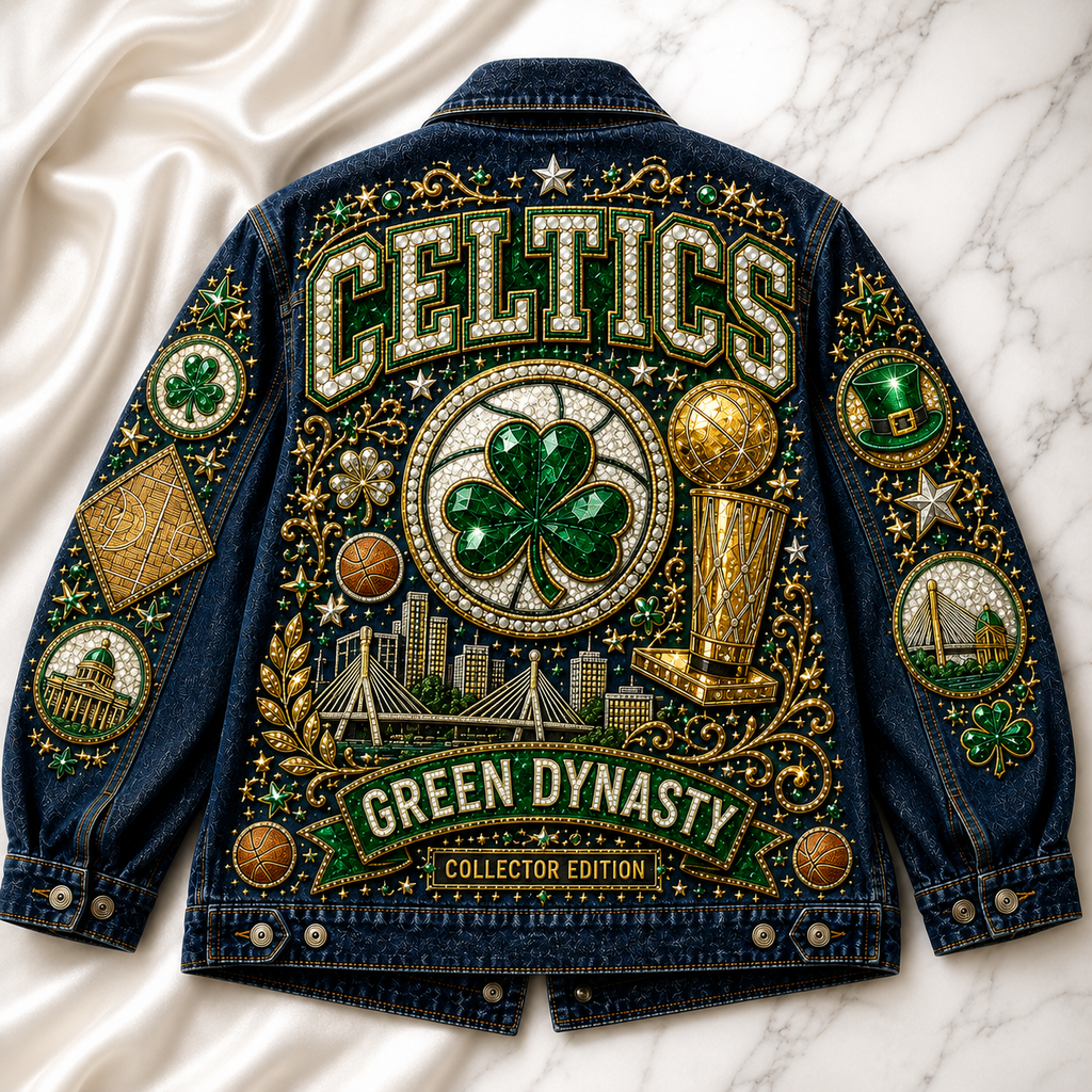 Green Dynasty Basketball Fan Oversized Denim Jacket - Collector Edition GDB101