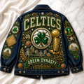 Green Dynasty Basketball Fan Oversized Denim Jacket - Collector Edition GDB101